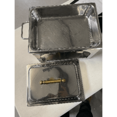 Rectangular 6qt Deluxe Silver w/ Gold Trim