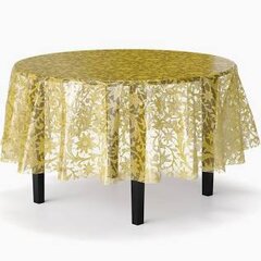 Round 90' Gold Lace Table Cloth/Overlay