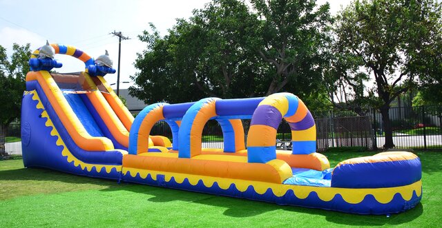 56 Ft Long Dolphin Water Slide WITH Slip and Slide Combo with Pool - (2 Pieces)