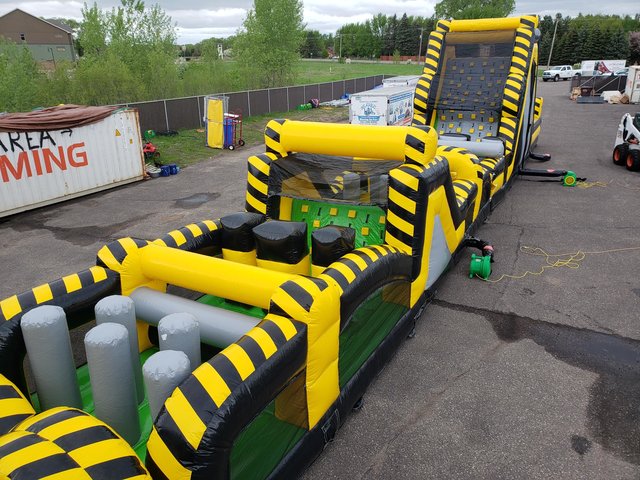 80 Ft Venom 2 Piece Obstacle Course With 19 Ft Venom Mega Rock Climb Obstacle Slide (Requires 3 - 1.5 HP Blowers) 