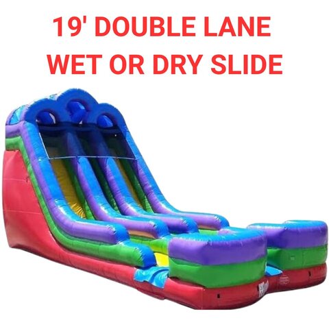 19' Retro Double Lane WET or DRY Slide