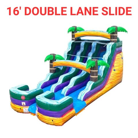 16' Tiki Falls Double Bay Wet/Dry Slide