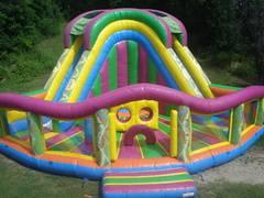 Inflatable Funland w/ giant slide and bounce area.