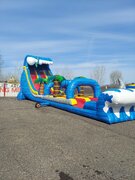 24 FT Shark Sighted  2 Lane Water Slide with Slip and Slide and Pool (Requires 2 Blowers) 