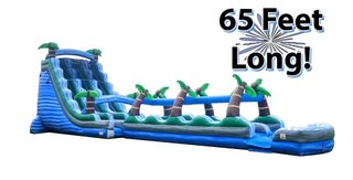 65' Tropical Marble Dual Lane Splash and Ride Inflatable Water Slide Combo