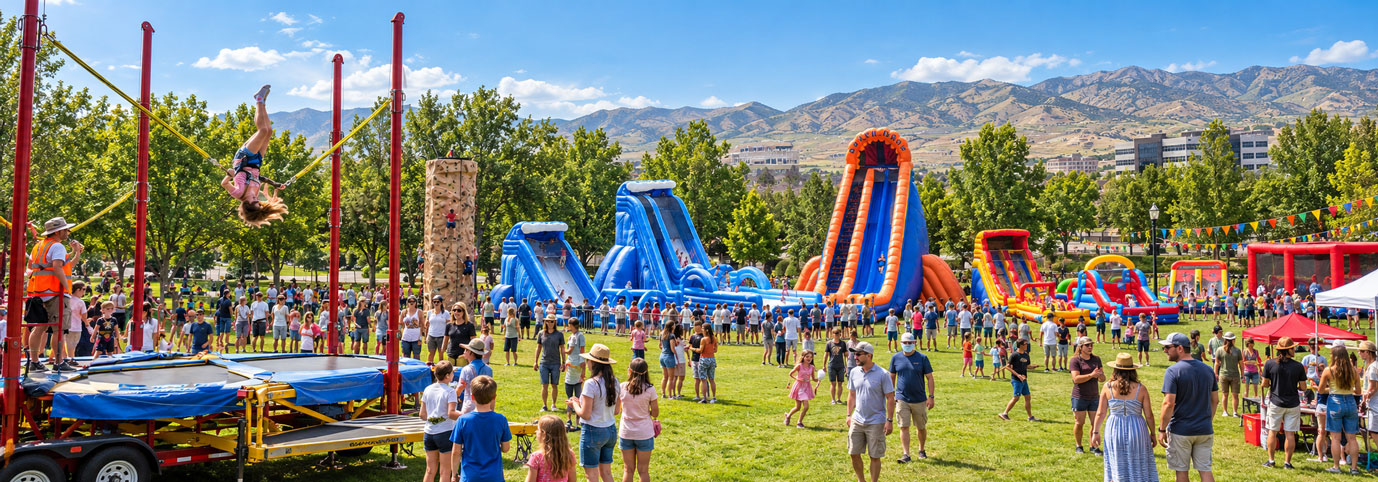 Inflatable attractions, carnival games, rock wall and obstacle courses from Utah Inflatables