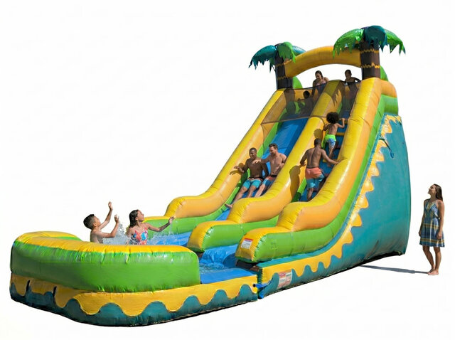 (B) 18ft Jungle Palm Wet-Dry Slide
