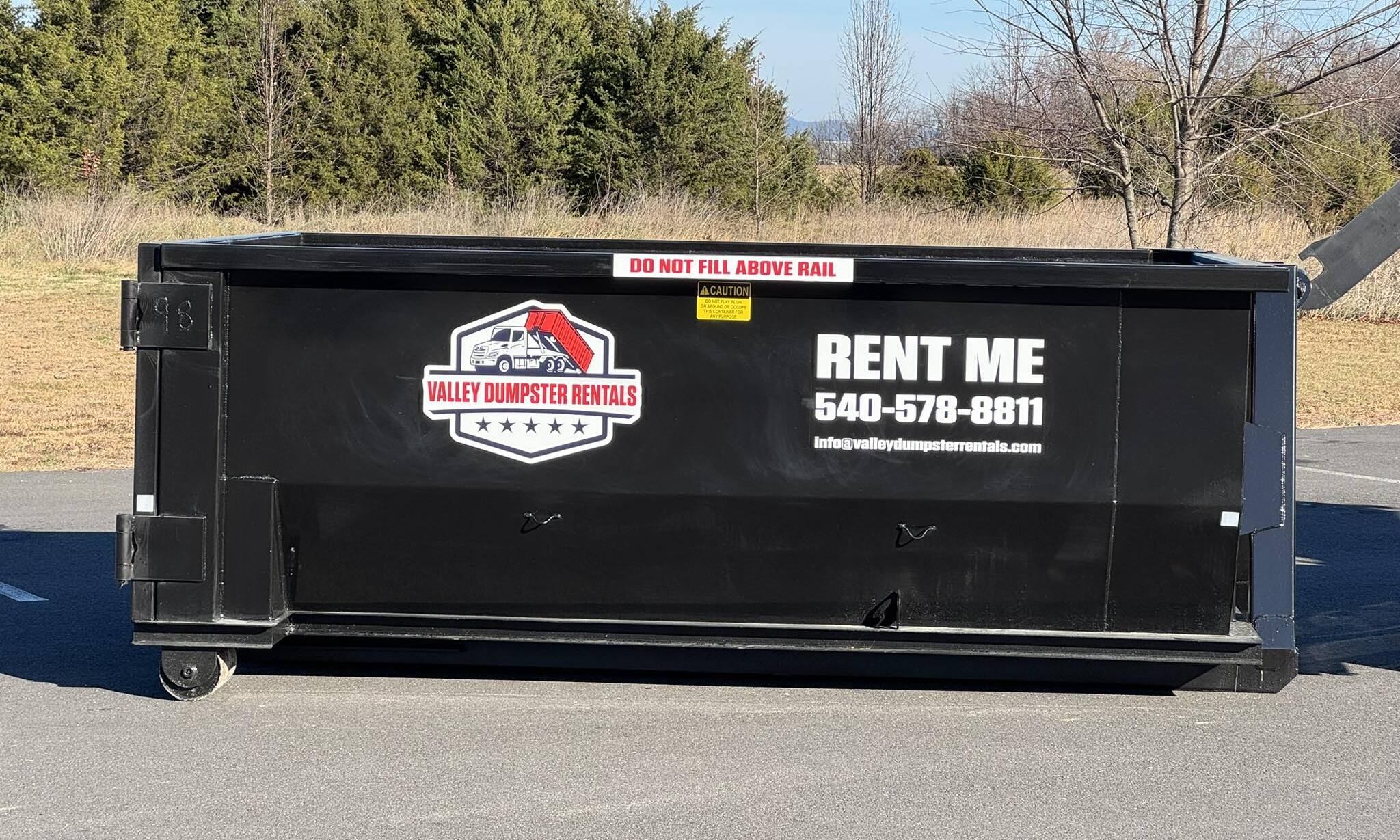 Valley Dumpster Rentals roll-off container ready for delivery