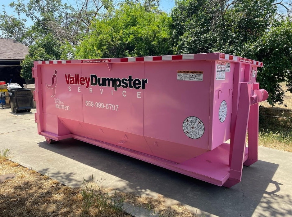 20 yard red dumpster for home renovation project Fresno