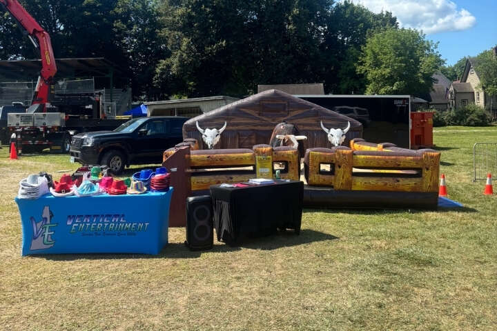 Vertical Entertainment Mechanical Bull rental at Billerica MA Yankee Doodle Homecoming