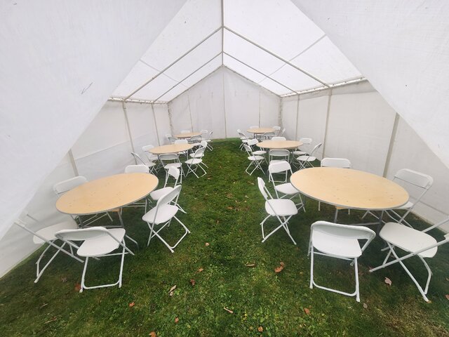 18 x 27 Tent Rental Package w/ Small Round Tables