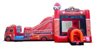 Mega Fire Truck Water Slide Bounce House Combo