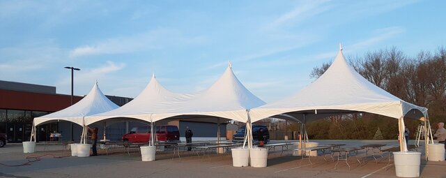 20' x 80' High Peak frame tent with gutter