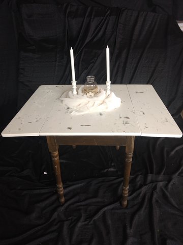 Folding Square White Distressed Table