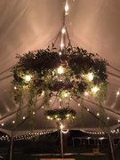 Large grapevine wreath with cafe lights