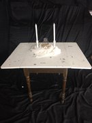 Folding Square White Distressed Table