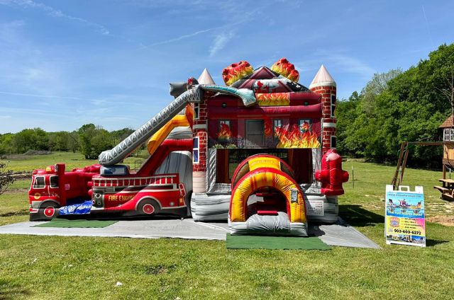 Edgewood Firehouse Bounce House with Slide Combo