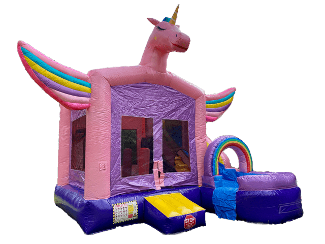 unicorn bounce house with slide rental