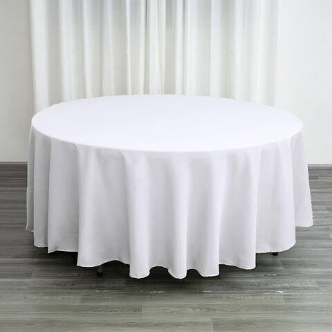 5' Round Lap Length Tablecloth - White