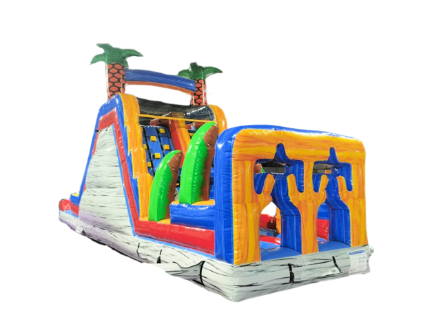 41ft Jungle Run Obstacle Course w/18ft Slide Wet/Dry