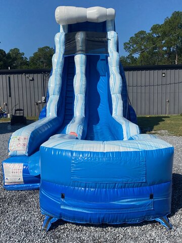 18' Blue Wave Single Lane Water Slide Inflated Landing