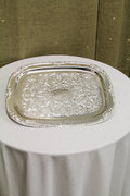 Silver Plastic Serving Tray Rectangle