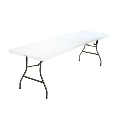 Rectangle 8 Foot White Plastic Bi-Fold Folding Table