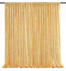 Photo Booth Gold Shimmer Curtain White Drop