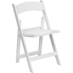 White Resin Folding Chair with Padded Seat