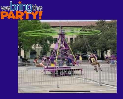 The  Twister Swing Carnival Ride at an event in Austin provided by We Bring the Party