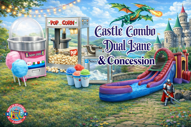 Castle Combo Dual Lane Dry Slide And A Concession