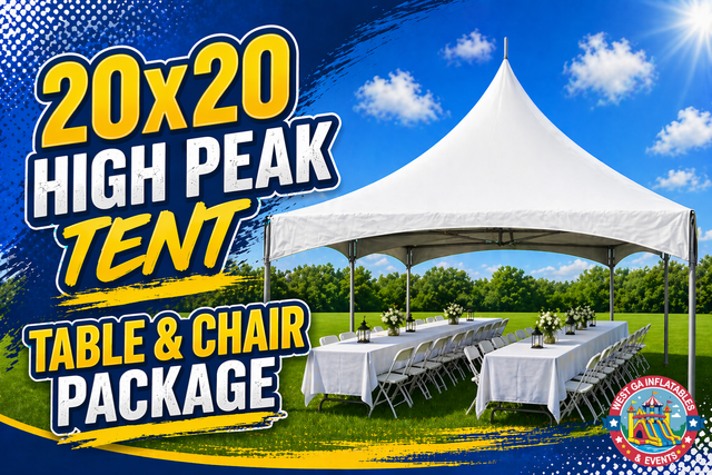 20x20 High Peak Tent, Tables, Chair Package