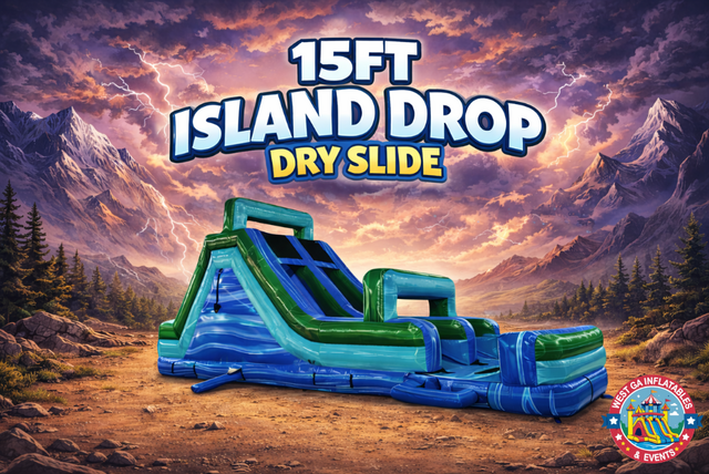 15ft Dual Lane Island Drop Dry Slide