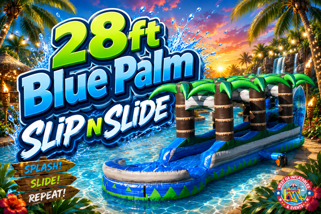 28ft Blue Palm Slip n Slide