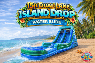 15ft Dual Lane Island Drop Water Slide