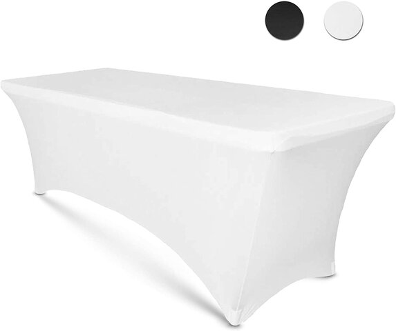 6' white  spandex table cover