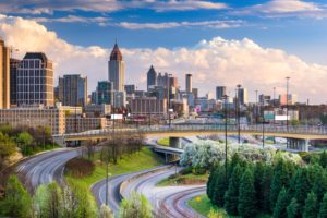 The Atlanta skyline on a cloudy day