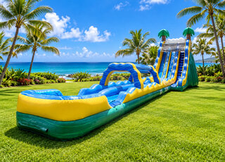 24ft Tropical slide with slip n slide