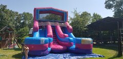 18 Ft  Pink and Blue Two Lane Waterslide
