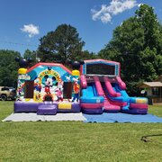 Special Package Deal  Mickey Mouse Bouncer with a Two Lane Pink and Blue Waterslide