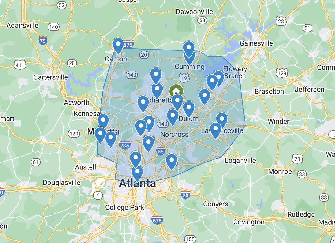 Dunwoody delivery area