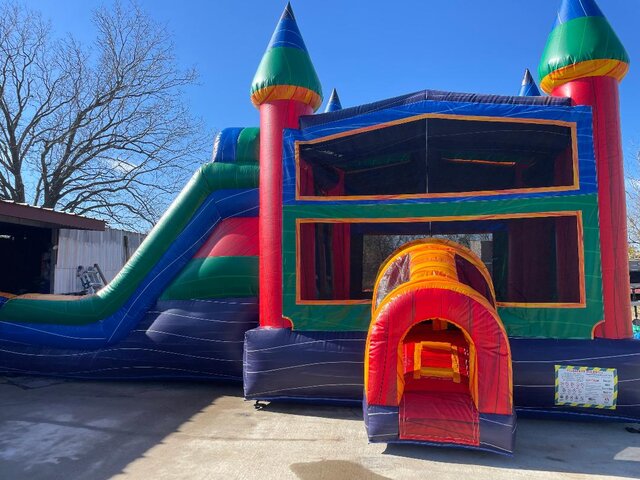Rainbow Bounce House Dual Lane Slide 