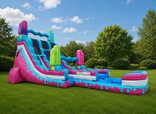22FT POPSICLE DOUBLE LANE WATER SLIDE WITH POOL