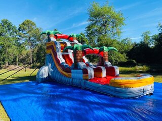 16FT RED SINGLE LANE WATER SLIDE WITH POOL