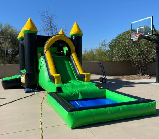 15' x 15' COMBO CASTLE LIME GREEN, YELLOW, AND BLACK 
