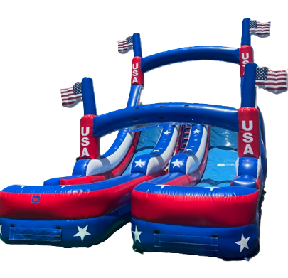 18' Patriotic Dual Lane Water Slide