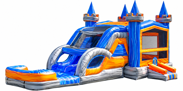 Orange Crush Wet/Dry W/ Basketball Goal and Double Slides 