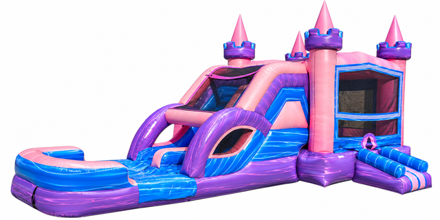 Princess Castle Wet/Dry W/ Basketball Goal and Double Slides