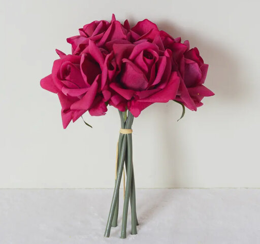 Real Touch Rose Boquet 5 Stem fuscia