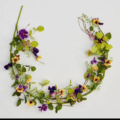 Pansy Green Leaves Garland